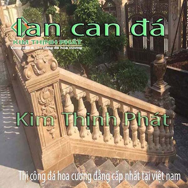 Lan can đá hoa cương cẩm thạch vàng mang phong cách sang trọng