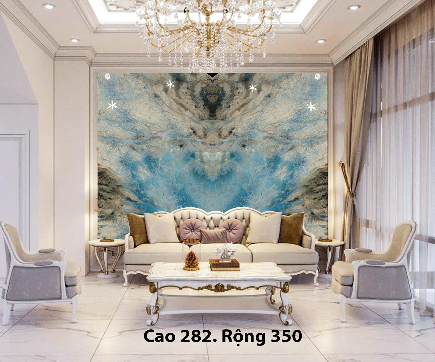 Tranh đá tự nhiên ốp tường vách kệ tivi5